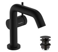 hansgrohe Tecturis S robinetterie de lavabo monocommande 110 Fine CoolStart, EcoSmart+, avec vidage Push-Open, portée 130mm, 73320670, Couleur: noir mat