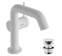 hansgrohe Tecturis S robinetterie de lavabo monocommande 110 Fine CoolStart, EcoSmart+, avec vidage Push-Open, portée 130mm, 73320700, Couleur: Blanc mat