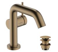 hansgrohe Tecturis S robinetterie de lavabo monocommande 110 Fine CoolStart, EcoSmart+, avec vidage Push-Open, portée 130mm, 73320140, Couleur: Bronze brossé