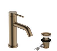 hansgrohe Tecturis S robinetterie de lavabo monocommande 80 CoolStart, EcoSmart+, avec vidage à tirette, portée 108mm, 73302140, Couleur: Bronze brossé