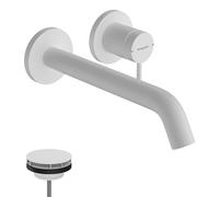 hansgrohe Tecturis S robinetterie de lavabo monocommande encastrée pour montage mural, EcoSmart+, portée 225mm, 73351700, Couleur: Blanc mat