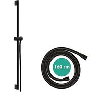 hansgrohe Unica Pulsify S - Barre de douche 90cm avec flexible de douche 160 cm Isiflex et support de douche, Noir mat, 24401670