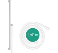 hansgrohe Unica S Puro - Barre de douche 90 cm avec flexible de douche 160 cm et support de douche, Blanc mat