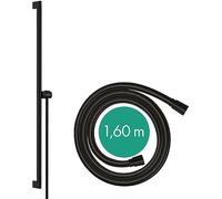 hansgrohe Unica S Puro - Barre de douche 90 cm avec flexible de douche 160 cm et support de douche, Noir mat