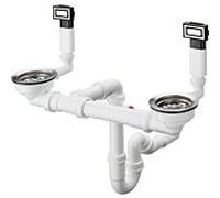 hansgrohe vidage / trop-plein match0 43922800 D15-10 BSO, acier inoxydable, manuel, pour 2 vasques