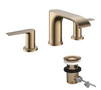 hansgrohe Vivenis, Mélangeur lavabo 3 trous 90 avec vidage à tirette, saillie 150 mm, 75033140, Couleur: Bronze brossé