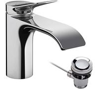 Hansgrohe Vivenis Mitigeur de lavabo 80 avec tirette et vidage, bec cascade, chrome (75010000)