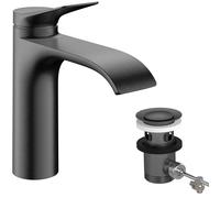 hansgrohe Vivenis Mitigeur monocommandé pour lavabo 110 avec vidage à tirette, saillie 146mm, CoolStart, 75023340, Couleur: Chrome noir brossé