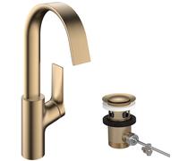 hansgrohe Vivenis, Mitigeur monocommandé pour lavabo 210 avec bec pivotant et vidage à tirette, saillie 139 mm, 75030140, Couleur: Bronze brossé