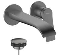 hansgrohe Vivenis Mitigeur monocommandé pour lavabo encastré pour montage mural avec bec 19,5 cm, 75050340, Couleur: Chrome noir brossé