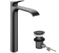 hansgrohe Vivenis, robinetterie de lavabo 250 CoolStart pour lavabos à poser avec vidage à tirette, 75044340, Couleur: Chrome noir brossé