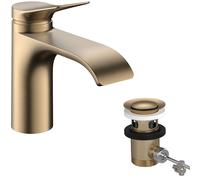 hansgrohe Vivenis, robinetterie de lavabo 80 CoolStart, avec garniture d'écoulement, saillie 133mm, 75014140, Couleur: Bronze brossé