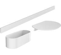 hansgrohe WallStoris - Ensemble d'accessoires pour la baignoire sans percage 3 pièces, Barre murale, Tablette salle de bain, Étagère salle de bain, Accessoire salle de bain, Blanc mat, 27966700
