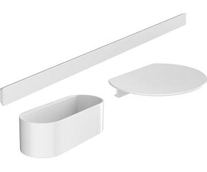 hansgrohe WallStoris - Ensemble d'accessoires pour la baignoire sans percage 3 pièces, Barre murale, Tablette salle de bain, Étagère salle de bain, Accessoire salle de bain, Blanc mat, 27966700