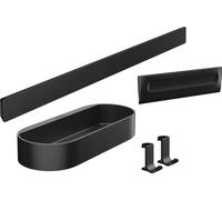 hansgrohe WallStoris - Ensemble d'accessoires pour la douche sans percage 4 pièces, Barre murale, Étagère salle de bain, Raclette douche, Crochet, Accessoire salle de bain, Noir mat, 27967670