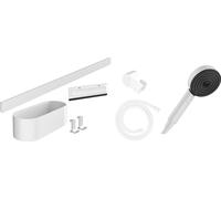 hansgrohe WallStoris Bundle set complet Pomme de douche 105 3 jets Activation Ã©conome en eau, barre de douche 70 cm et set daccessoires , 24291, Coloris: blanc mat - 24291700
