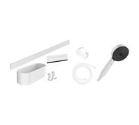 hansgrohe WallStoris Bundle set complet Pomme de douche 105 3 jets Activation économe en eau, barre de douche 70 cm et set daccessoires , 24291, Coloris: blanc mat - 24291700