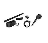 hansgrohe WallStoris Bundle set complet Pomme de douche 105 3 jets Activation économe en eau, barre de douche 70 cm et set daccessoires, 24291670, Couleur: noir mat