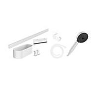 Hansgrohe - Set complet WallStoris 24291 - Pomme 105 3 jets (économe en eau), barre 70 cm, blanc mat