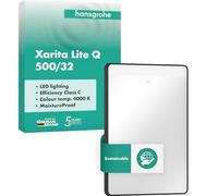hansgrohe Xarita Lite Q 54956670 Miroir de Salle de Bain avec éclairage LED Horizontal, 500 x 700 x 30 mm, contrôle de la lumière Via Interrupteur Mural, Cadre en Aluminium, Noir Mat