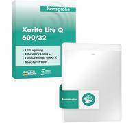 hansgrohe Xarita Lite Q 54957700 Miroir de Salle de Bain avec éclairage LED Horizontal, 600 x 700 x 30 mm, contrôle de la lumière Via Interrupteur Mural, Cadre en Aluminium, Blanc Mat