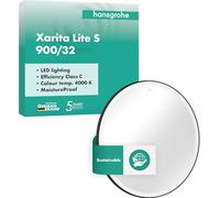 hansgrohe Xarita Lite S 54967670 Miroir de salle de bain rond avec éclairage LED 900 x 900 x 30 mm, contrôle de la lumière via interrupteur mural, cadre en aluminium, noir mat