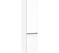 hansgrohe Xelu Q Armoire mi-haute, 400x350x1650, 2 portes, charnières à gauche, 3 étagères en verre, 54135670, Couleur: Meuble blanc brillant/poignÃ©e noir mat
