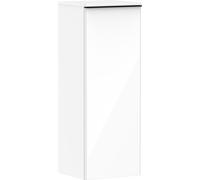 hansgrohe Xelu Q Armoire mi-haute, 400x350, 1 porte, charnières à droite, 2 étagères en verre, 54131670, Couleur: Meuble blanc brillant/poignée noir mat