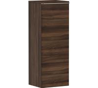 hansgrohe Xelu Q Armoire mi-haute, 400x350, 1 porte, charnières à gauche, 2 étagères en verre, 54130000, Couleur: Meuble noyer foncé/poignée chrome