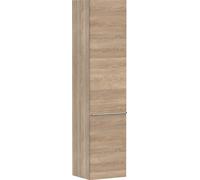hansgrohe Xelu Q Armoire mi-haute, 400x350x1650, 2 portes, charnières à droite, 3 étagères en verre, 54141000, Couleur: Meuble chÃªne naturel/poignÃ©e chrome