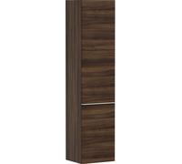 hansgrohe Xelu Q Armoire mi-haute, 400x350x1650, 2 portes, charnières à droite, 3 étagères en verre, 54142700, Couleur: Meuble noyer foncé/poignée blanc mat