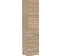hansgrohe Xelu Q Armoire mi-haute, 400x350x1650, 2 portes, charnières à droite, 3 étagères en verre, 54141700, Couleur: Meuble chêne naturel/poignée blanc mat