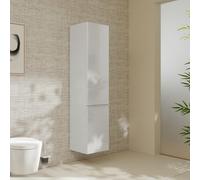 hansgrohe Xelu Q Armoire mi-haute, 400x350x1650, 2 portes, charnières à gauche, 3 étagères en verre, 54135700, Couleur: Meuble blanc brillant/poignÃ©e blanc mat
