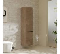 hansgrohe Xelu Q Armoire mi-haute, 400x350x1650, 2 portes, charnières à gauche, 3 étagères en verre, 54137670, Couleur: Meuble chÃªne naturel/poignÃ©e noir mat
