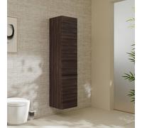 hansgrohe Xelu Q Armoire mi-haute, 400x350x1650, 2 portes, charnières à droite, 3 étagères en verre, 54142670, Couleur: Meuble noyer foncÃ©/poignÃ©e noir mat