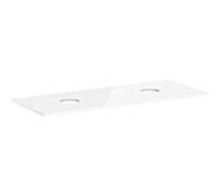 hansgrohe Xelu Q Console avec 2 dÃ©coupes rondes, 1360x550, pour vasque Ã poser, sans trou pour robinet, 54118, Coloris: Blanc brillant - 54118050