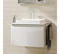 hansgrohe Xelu Q meuble sous-lavabo, 780x550, 1 tiroir, pour consoles avec vasque à poser, poli, 54054700, Couleur: Meuble blanc brillant/poignÃ©e blanc mat