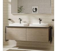 hansgrohe Xelu Q Meuble sous-lavabo, 1560x550, 2 tiroirs, pour console avec vasque à poser, poli, 54072670, Couleur: Meuble chÃªne naturel/poignÃ©e noir mat