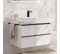 hansgrohe Xelu Q Meuble sous-lavabo, 780x550, 2 tiroirs, pour console avec vasque à poser, 54074670, Couleur: Meuble blanc brillant/poignÃ©e noir mat