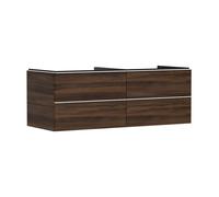 hansgrohe Xelu Q Meuble sous-lavabo, 1360x550, 4 tiroirs, pour vasques à poser, sans découpe de siphon, 54089700, Couleur: Meuble noyer foncÃ©/poignÃ©e blanc mat
