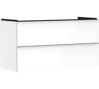 hansgrohe Xelu Q Meuble sous-lavabo, 1180x475, 2 tiroirs, pour lavabo, 54035000, Couleur: Meuble blanc brillant/poignée chromée