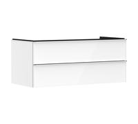 hansgrohe Xelu Q Meuble sous-lavabo, 1180x550, 2 tiroirs, pour vasques à poser, 54082000, Couleur: Meuble blanc brillant/poignée chromée