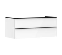 hansgrohe Xelu Q Meuble sous-lavabo, 1180x550, 2 tiroirs, pour vasques à poser, 54082670, Couleur: Meuble blanc brillant/poignÃ©e noir mat