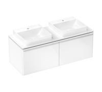 hansgrohe Xelu Q Meuble sous-lavabo, 1360x550, 2 tiroirs, pour console avec vasque à poser, poli, 54066700, Couleur: Meuble blanc brillant/poignÃ©e blanc mat