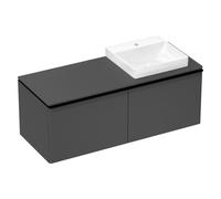 hansgrohe Xelu Q Meuble sous-lavabo, 1360x550, 2 tiroirs, pour console avec vasque à poser, poli, 54067670, Couleur: Meuble gris diamant mat/poignÃ©e noir mat