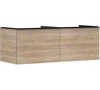 hansgrohe Xelu Q Meuble sous-lavabo, 1360x550, 2 tiroirs, pour console avec vasque à poser, poli, 54068670, Couleur: Meuble chÃªne naturel/poignÃ©e noir mat