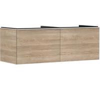 Hansgrohe Xelu Q Meuble sous-lavabo, 1360x550, 2 tiroirs, pour Console avec Vasque à Poser, Poli, 54068700, Couleur: Meuble chêne Naturel/poignée Blanc Mat