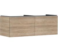 hansgrohe Xelu Q Meuble sous-lavabo, 1360x550, 2 tiroirs, pour console avec vasque à poser, poli, 54068700, Couleur: Meuble chÃªne naturel/poignÃ©e blanc mat