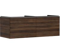 hansgrohe Xelu Q Meuble sous-lavabo, 1360x550, 2 tiroirs, pour console avec vasque à poser, poli, 54069000, Couleur: Meuble noyer foncÃ©/poignÃ©e chrome
