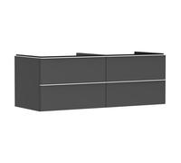 hansgrohe Xelu Q Meuble sous-lavabo, 1360x550, 4 tiroirs, pour vasques à poser, sans découpe de siphon, 54087700, Couleur: Meuble gris diamant mat/poignÃ©e blanc mat